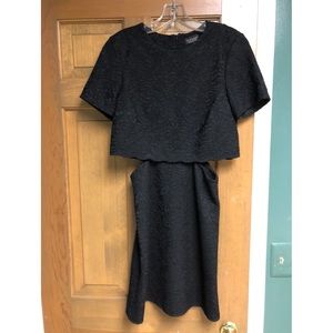 Topshop Black Lace Cut Out Tiered Mini Dress
